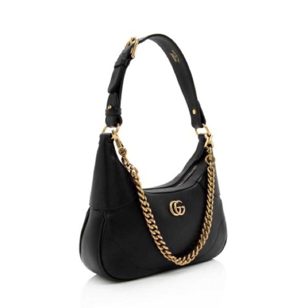 Gucci Black Leather Shoulder Bag with Gold Chain - Picture 3 of 16